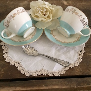 Vintage Lifetime China Gold Crown Cups and Saucers 2 Sets