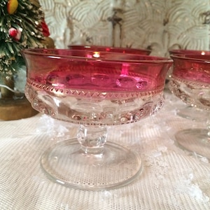 Vintage Elegant  Kings Crown  Tiffin Thumbprint  Glassware Set of 4 Dessert or Champagne