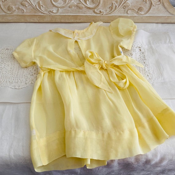 Vintage Yellow Nylon Baby Girl Dress 1950s - image 3