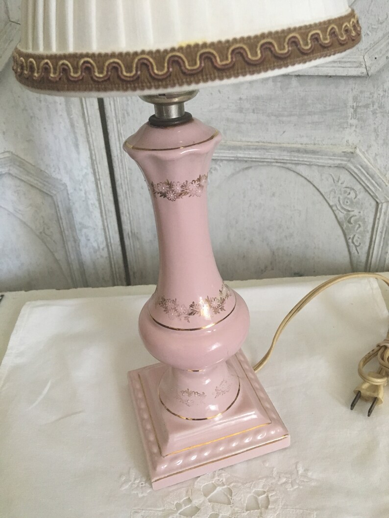 Lampe en porcelaine rose vintage Darling avec embossement ...