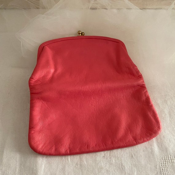 Vintage Bubble Gum Pink  Leather Clutch Handbag 1… - image 3