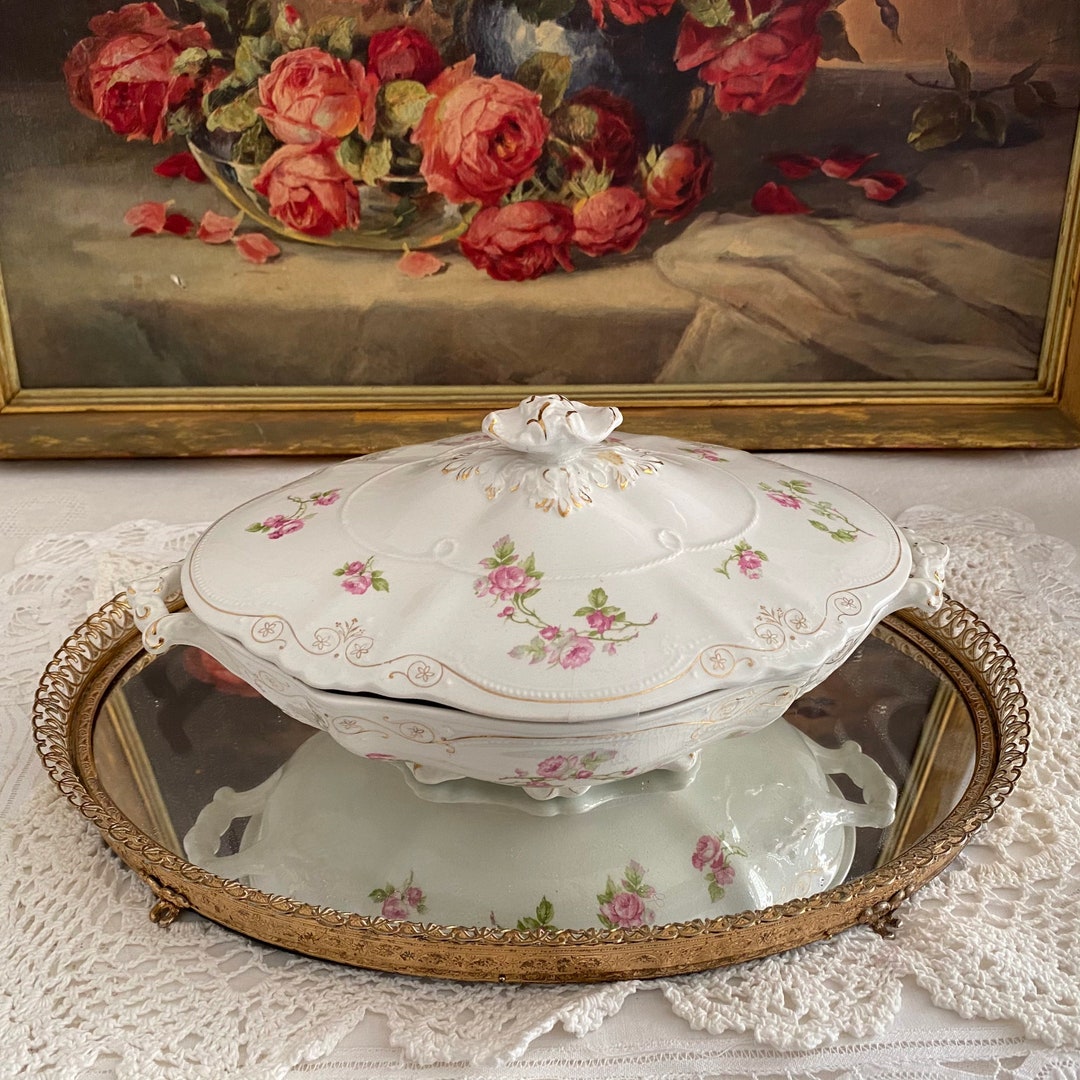 Elegant W.H. Grindley Pink Rose Soup/vegetable Tureen Etsy