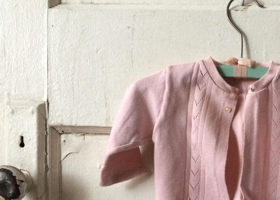 SALE***Pretty in Pink Baby Girl Vintage Pink Swea… - image 4