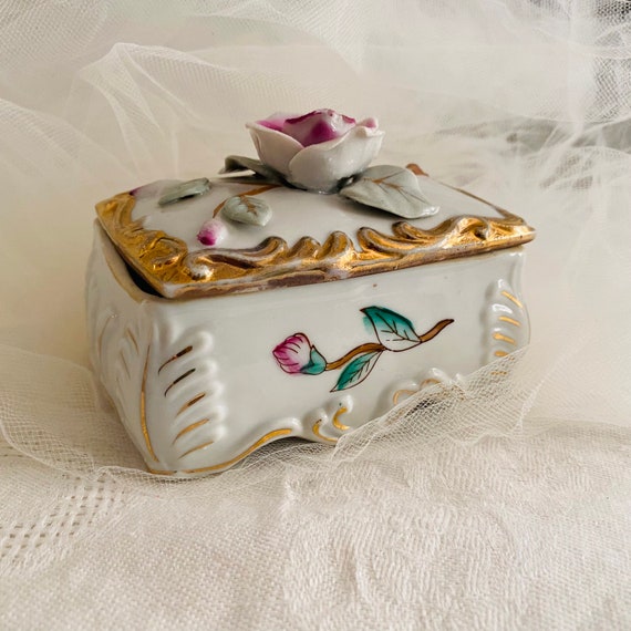 Vintage  Wales Porcelain Jewel Casket Porcelain F… - image 6