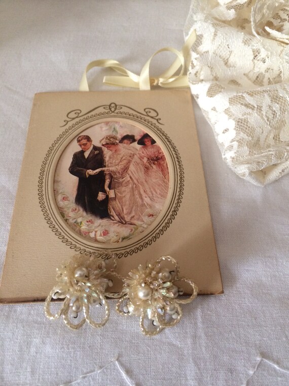 SALE***Elegant Vintage Faux Pearl Wedding Earrings