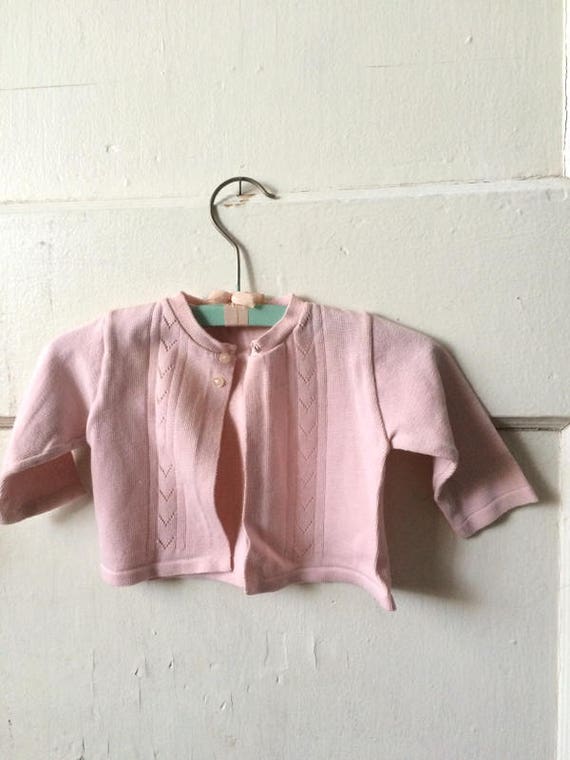 SALE***Pretty in Pink Baby Girl Vintage Pink Swea… - image 2