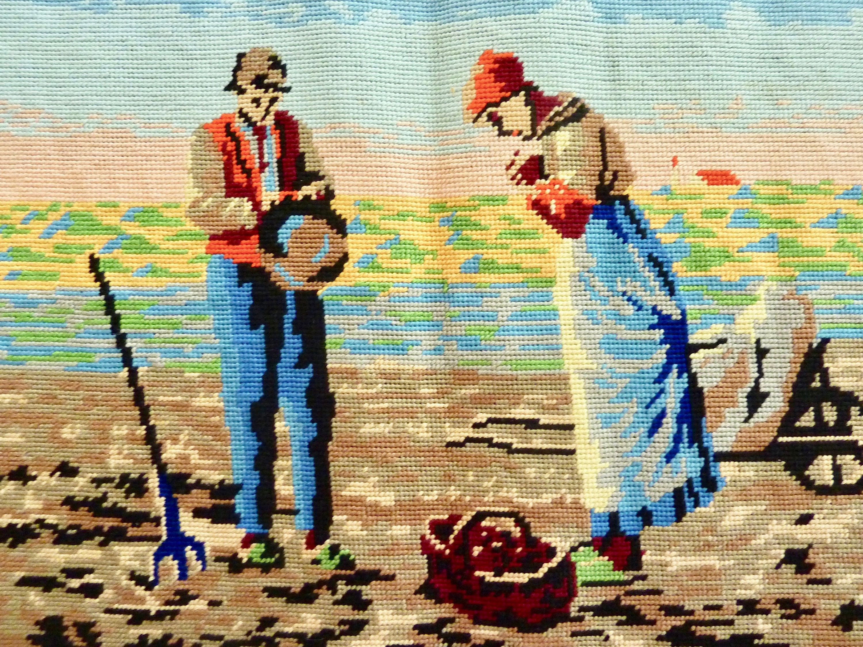 Vintage Finished / Completed Needlepoint Farmers Harvesting Etsy UK