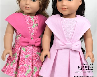 18 Inch Doll Clothes Party Shawl Collar Dress Digital PDF Pattern designed to fit dolls such as American Girl®