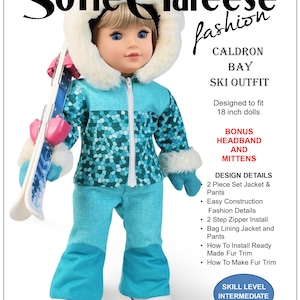 18 inch doll ski outfit jacket pants bonus mittens hat sewing pattern digital download PDF Sofie Clareese Doll Fashion