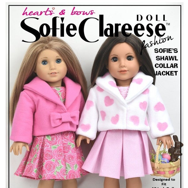 18 Inch Doll Clothes Shawl Collar Jacket Digital PDF Pattern designed to fit dolls such as American Girl®