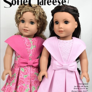 18 Inch Doll Clothes Party Shawl Collar Dress Digital PDF Pattern designed to fit dolls such as American Girl®