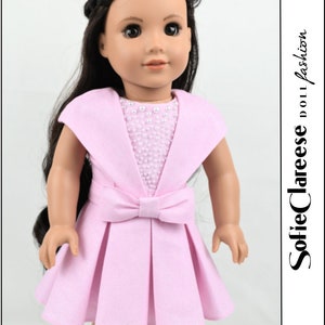 18 Inch Doll Clothes Party Shawl Collar Dress Digital PDF Pattern designed to fit dolls such as American Girl® image 2