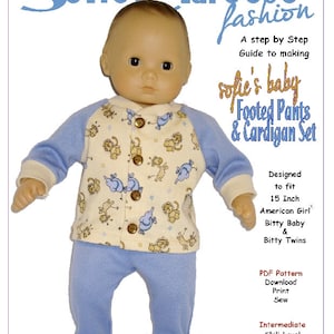 15 Inch Baby Doll Clothes Pattern – Sofie’s Cardigan Top & Footed Pants Set – Digital PDF by Sofie Clareese Doll Fashion