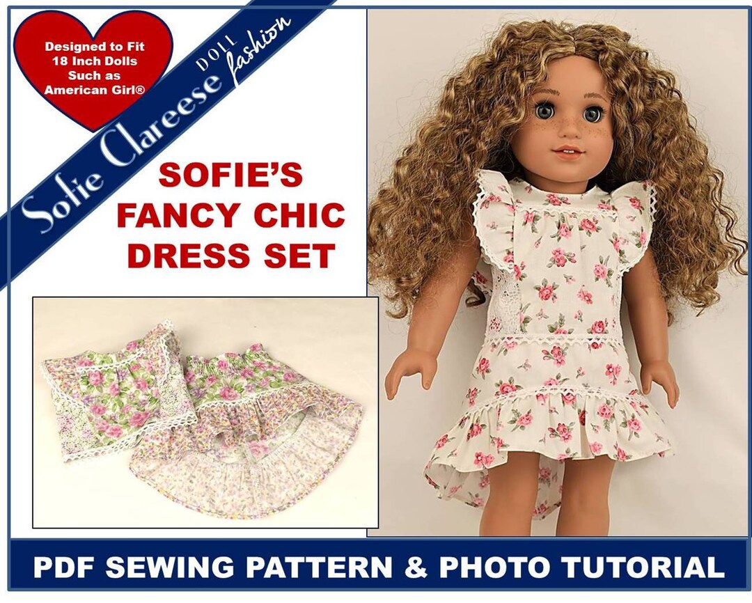 18 Inch Doll Clothes Pattern Sofies Chic 2 PC Dress Set Digital PDF by Sofie Clareese Doll ...