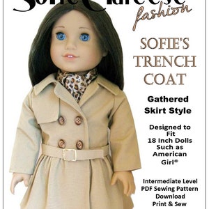 18 inch Doll Clothes Sewing Pattern-Sofie&#39;s Trench Coat-Digital PDF by Sofie Clareese Doll Fashion