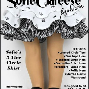 Schnittmuster für 18-Zoll-Puppenkleidung – Sofie&#39;s 3-stufiger Tellerrock – digitales PDF von Sofie Clareese Doll Fashion