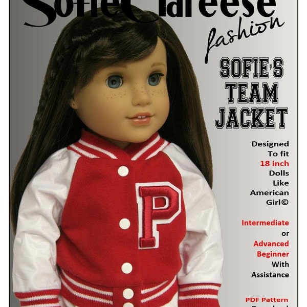 18 inch Doll Clothes Sewing Pattern-Sofie Team Jacket-Digital PDF by Sofie Clareese Doll Fashion