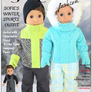 18 inch Doll Clothes Pattern-Winter Sports Outfit-Digital PDF by Sofie Clareese Doll Fashion