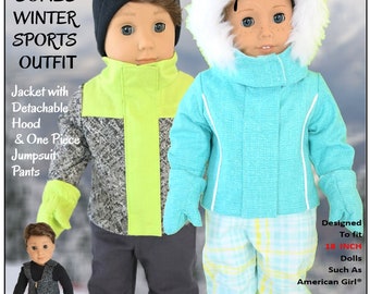 18 inch Doll Clothes Pattern-Winter Sports Outfit-Digital PDF by Sofie Clareese Doll Fashion