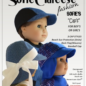 18 inch Doll Clothes Pattern-Sofie&#39;s Caps -Digital PDF by Sofie Clareese Doll Fashion