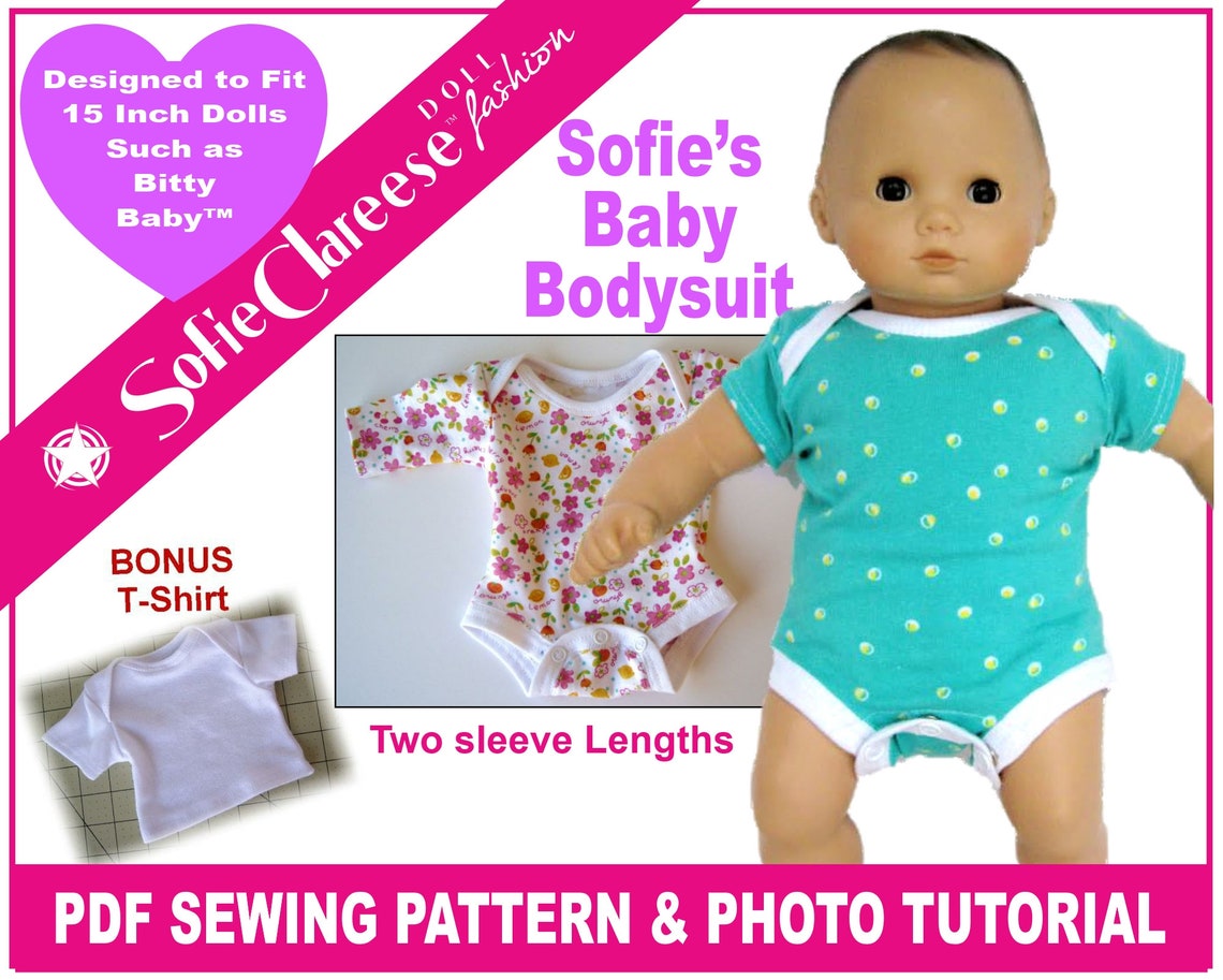 15 Inch Doll Clothes Patternsofie's Baby Bodysuitdigital Etsy