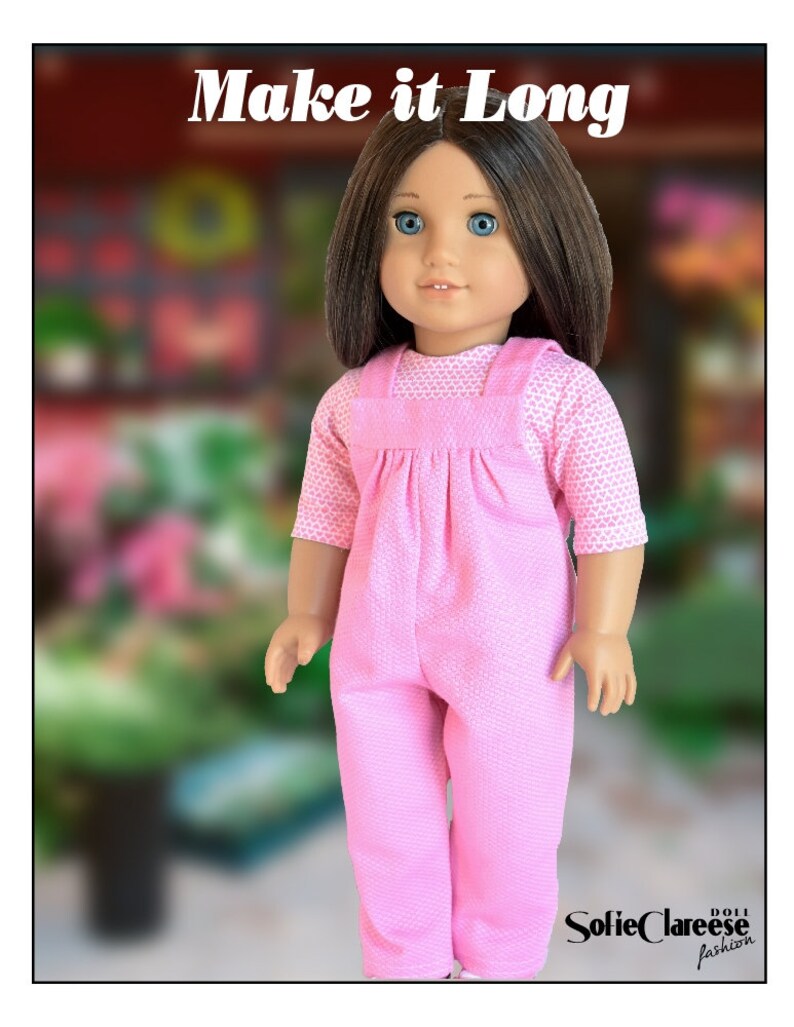 18 inch Doll Clothes Sew Pattern- Overall Bib Pants & Jumper Dress-Digital PDF by Sofie Clareese Doll Fashion image 4