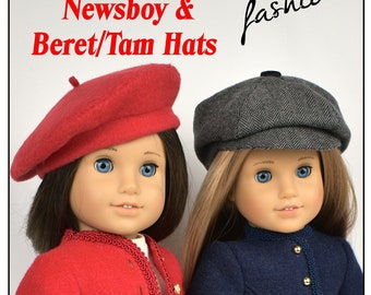 18 inch doll pattern Sofie's Newsboy & Beret/Tam Hat digital PDF Sofie Clareese Doll Fashion