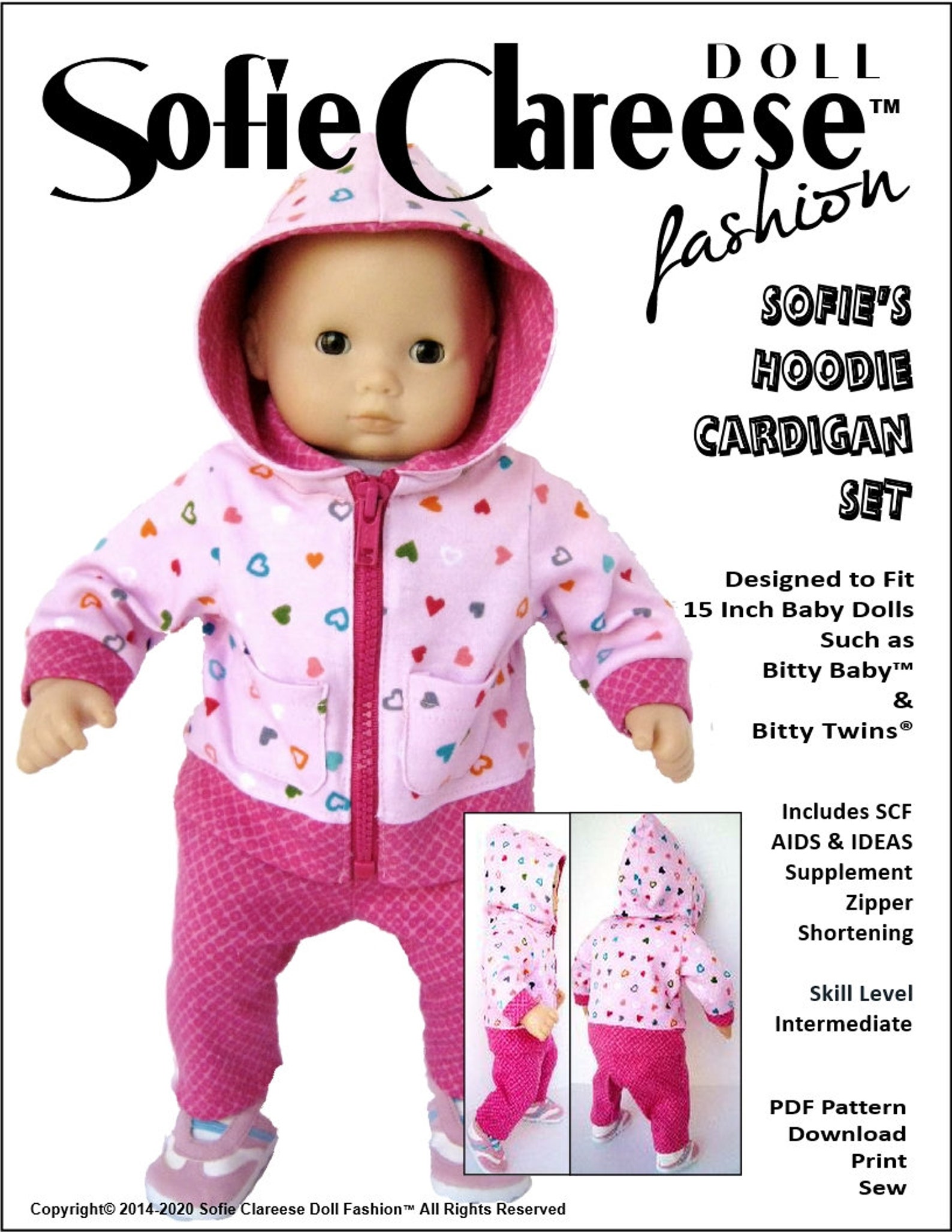15 Inch Baby Doll Clothes Pattern-sofie's Hoodie Cardigan - Etsy