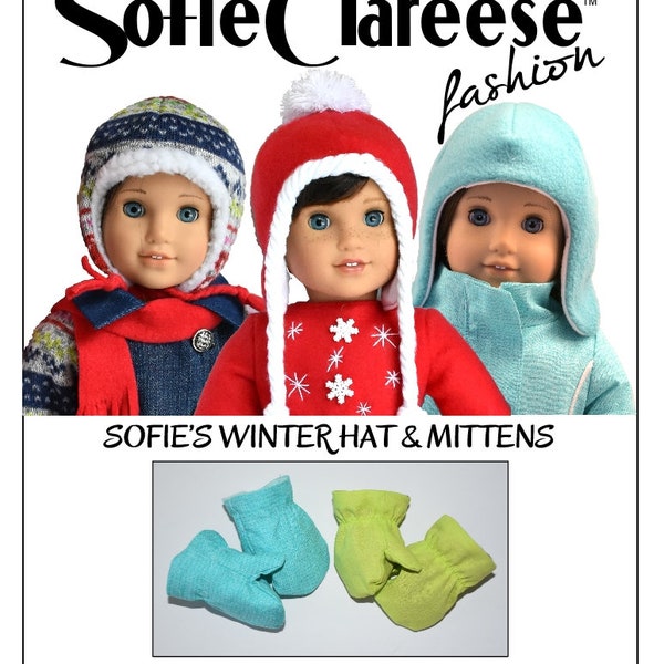 18 inch Doll Clothes Sewing Pattern-Winter Hat Mittens-Digital PDF by Sofie Clareese Doll Fashion