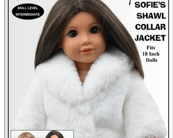 18 Inch Doll Clothes Pattern Shawl Collar Jacket Digital PDF Pattern designed to fit dolls such as American Girl®