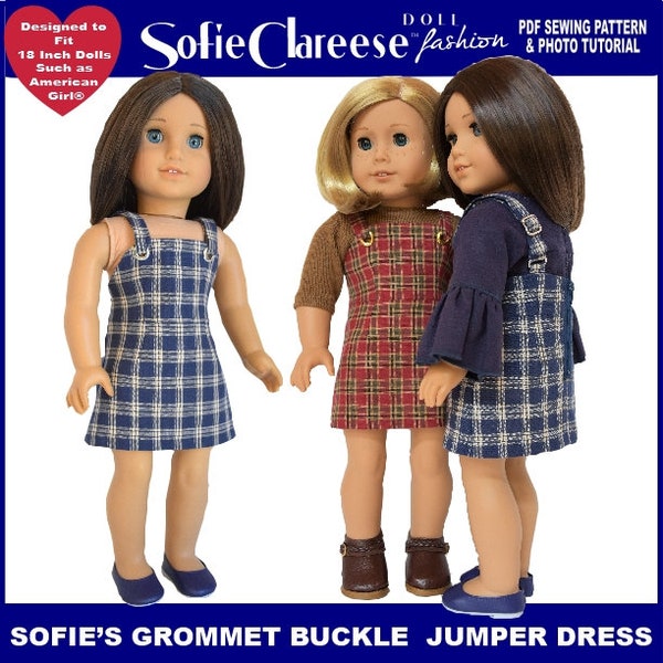 18 inch Doll Clothes Pattern-Grommet Buckle Jumper -Digital PDF by Sofie Clareese Doll Fashion