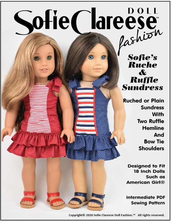 18 inch Doll Clothes Pattern-Sofie's Ruche & Ruffle Sundress-Digital PDF by Sofie Clareese Doll Fashion