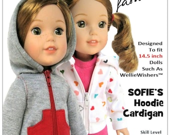14.5 inch Doll Clothes Pattern-Sofie's Hoodie Cardigan-Digital PDF by Sofie Clareese Doll Fashion
