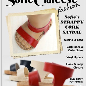 18 Inch Doll Clothes Pattern - Sofie&#39;s Strappy Cork Sandals-Digital PDF by Sofie Clareese Doll Fashion