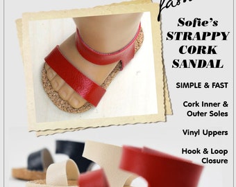 18 Inch Doll Clothes Pattern - Sofie's Strappy Cork Sandals-Digital PDF by Sofie Clareese Doll Fashion