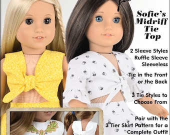 Wzór na ubranka dla lalek 18 cali - Top z wiązaniem na brzuchu Sofie - cyfrowy plik PDF autorstwa Sofie Clareese Doll Fashion