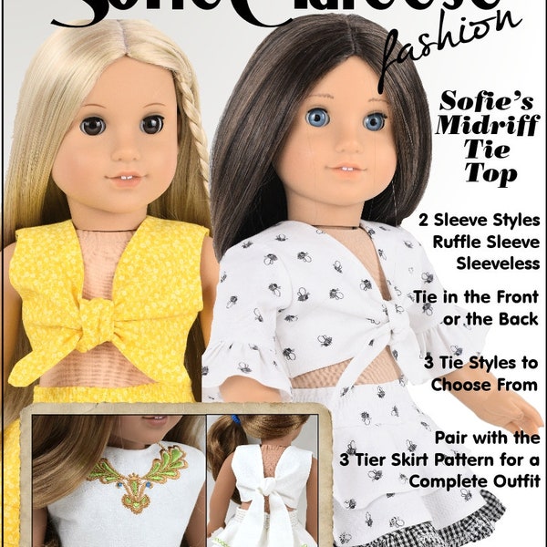 18 inch Doll Clothes Pattern-Sofie's Midriff Tie Top-Digital PDF by Sofie Clareese Doll Fashion