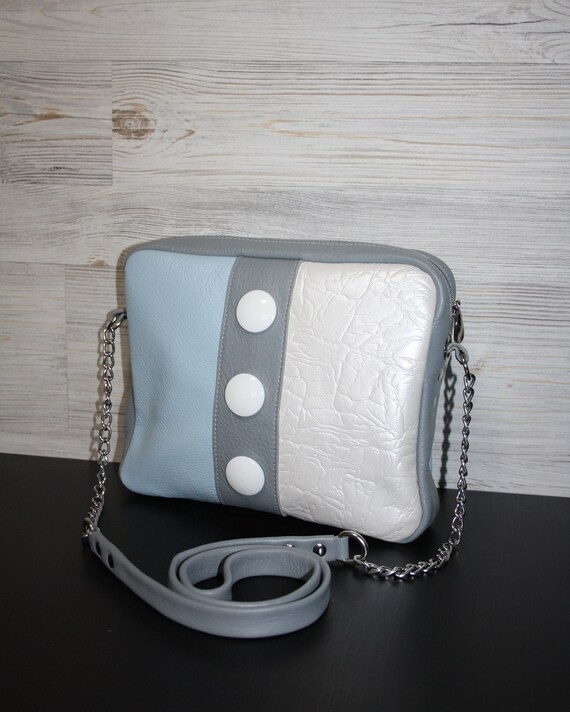gray leather crossbody bag