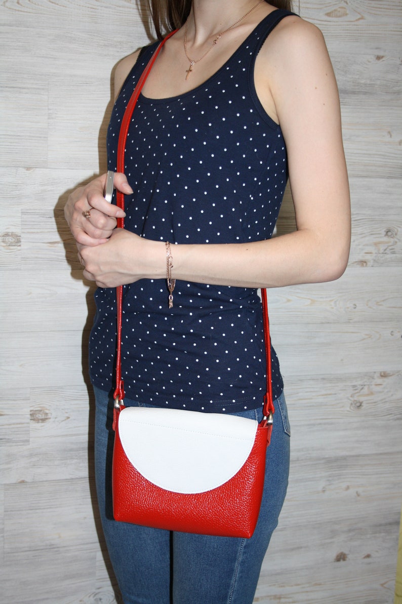 small leather shoulder bag Red leather crossbody bag Leather bag women Leather Handbag for women leather Bag red leather purse