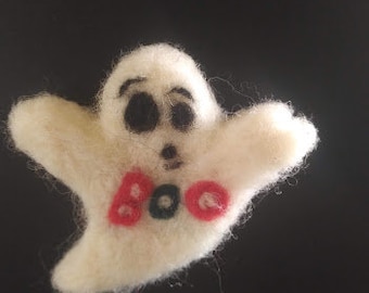 Boo! A little needle felted Ghost to stick to your fridge!