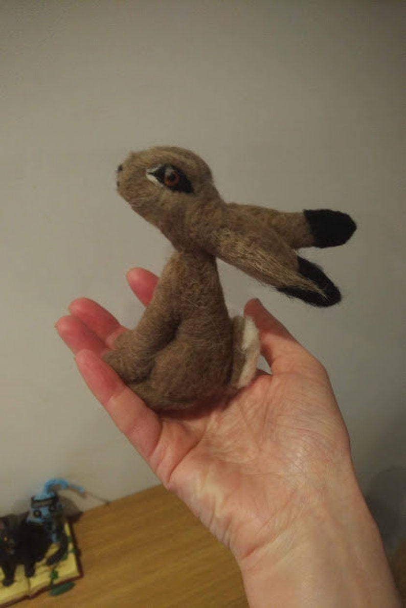 Little needle felted Hare wants you to come moon gazing with him image 2