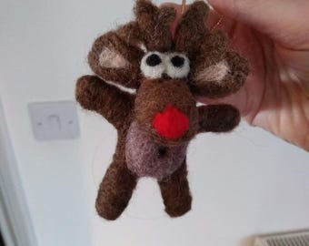 Little needle felted reindeer, Can he jump on your Christmas tree?!