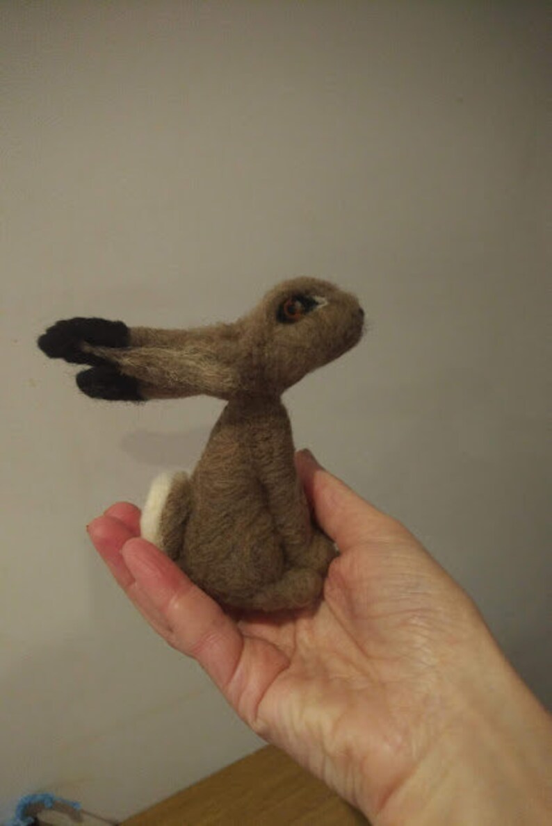 Little needle felted Hare wants you to come moon gazing with him image 1