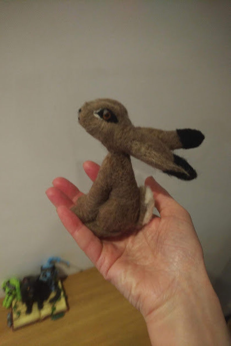 Little needle felted Hare wants you to come moon gazing with him image 7