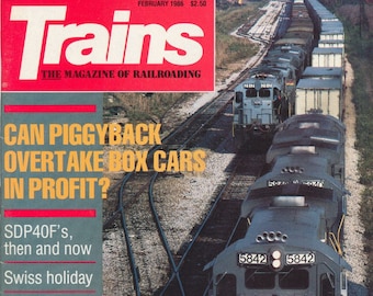 TRAINS, February 1986, The Magazine of Railroading, Swiss holiday