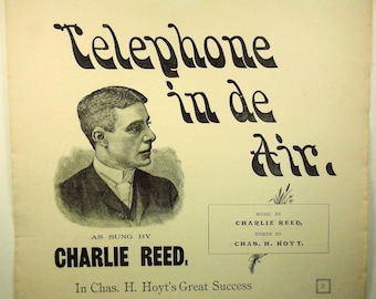 Telephone in de Air Rare Vintage Sheet Music 1887