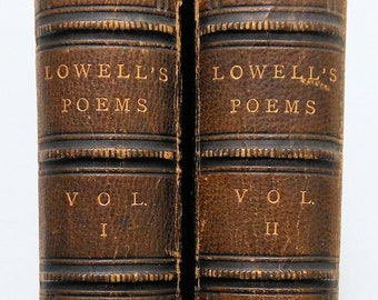 1869 The Poetical Works of JAMES R. LOWELL (Leather 2 Vol. Set Complete)