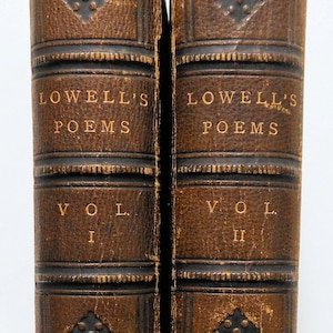 1869 The Poetical Works of JAMES R. LOWELL (Leather 2 Vol. Set Complete)