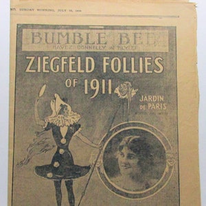 BUMBLE BEE (Newspaper Sheet Music) 1911