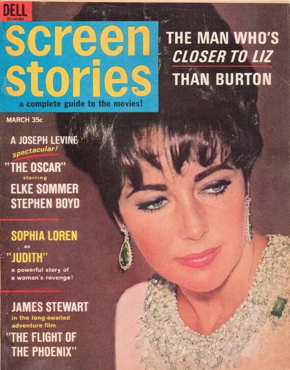 Screen Stories Magazine, March 1966, Elizabeth Taylor, Sophia Loren, James Stewart